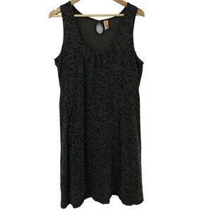 Lucy Sleeveless Knit Stretch Tank Dress Size L Keyhole Pockets Green Black